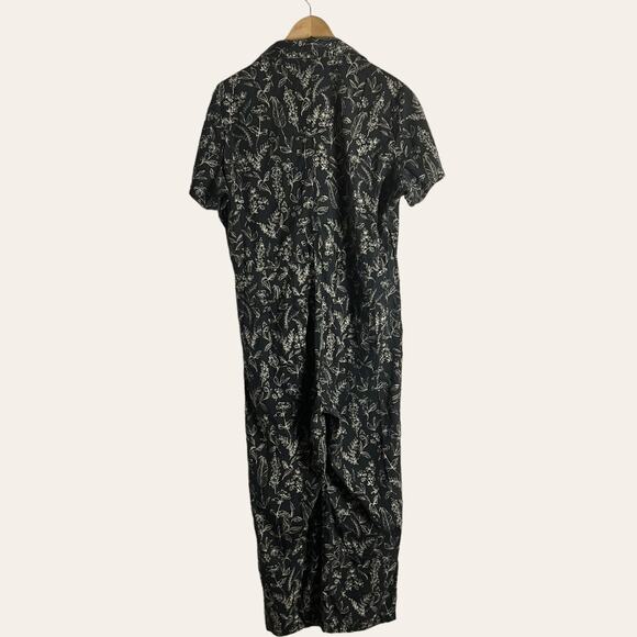Thakoon Black Floral Printed Utility Wide Leg Jumpsuit Size L - Picture 14 of 16